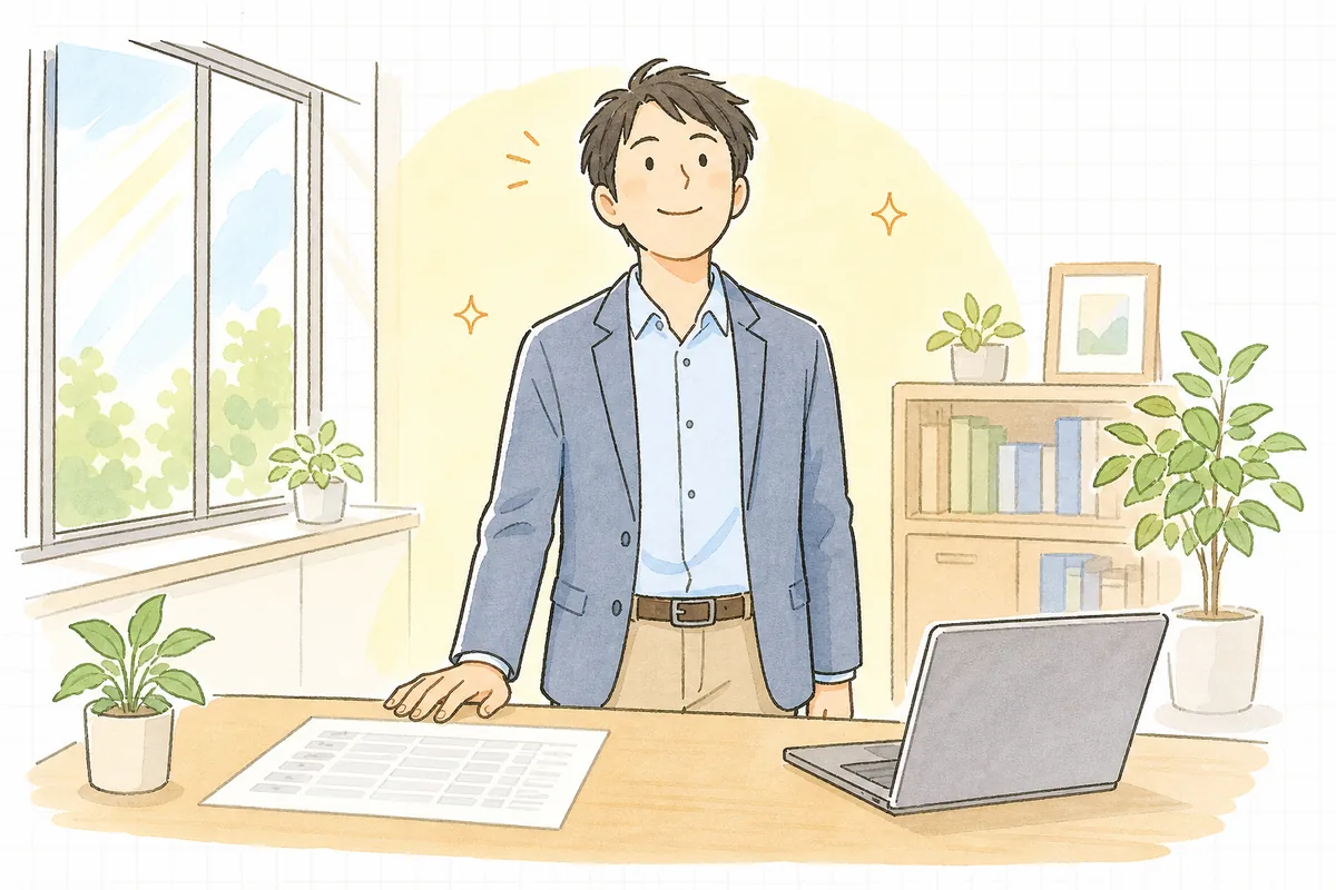抜けを埋めたタスク一覧を手元に置いて、見通しが立ち肩の力が抜けた開発リーダー