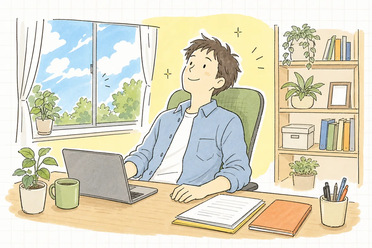 規約とルールの確認を終えて、これは安心して業務で使えるツールだと納得し、前を向いて一息つく開発者